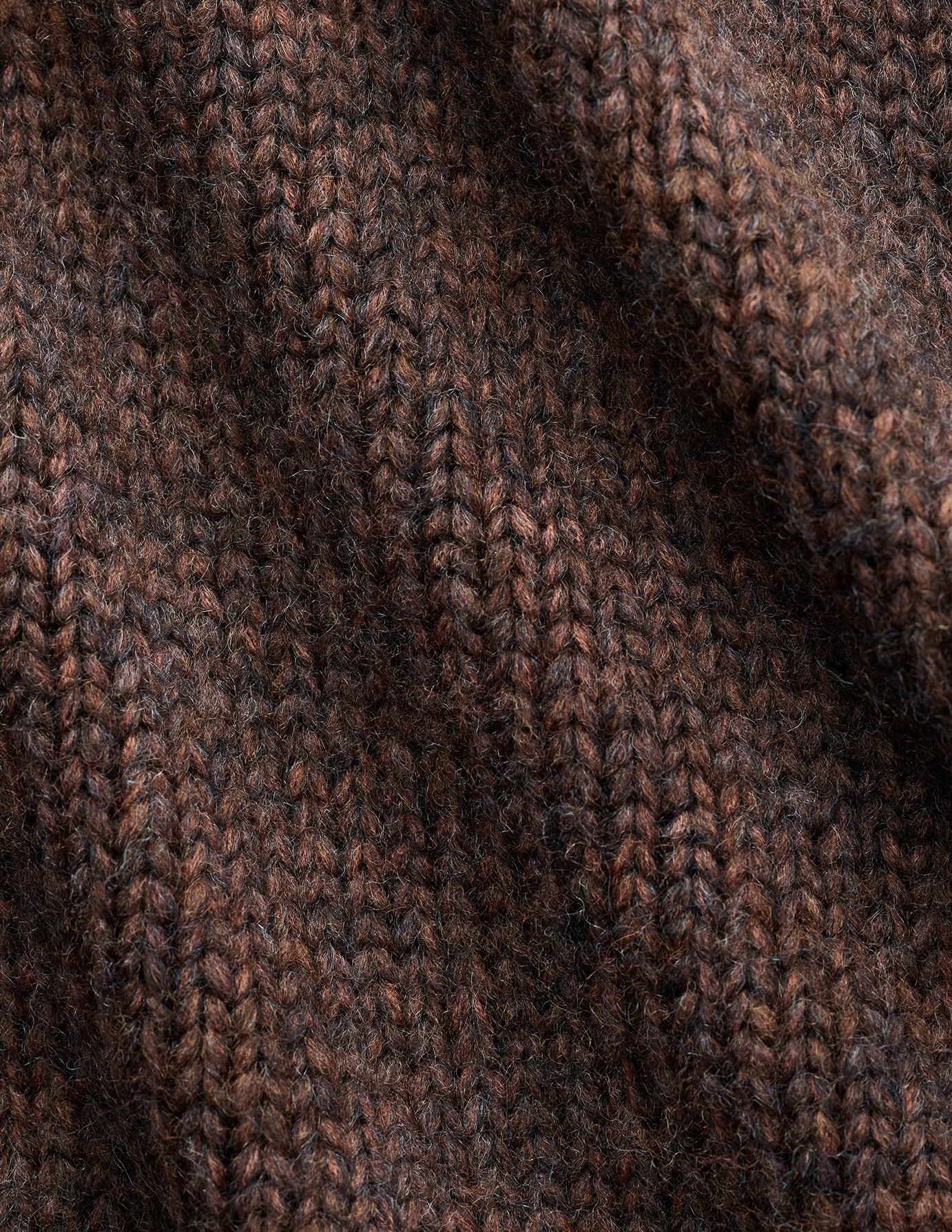 Chunky Soft Wool Knit Vest Saddle Brown Melange